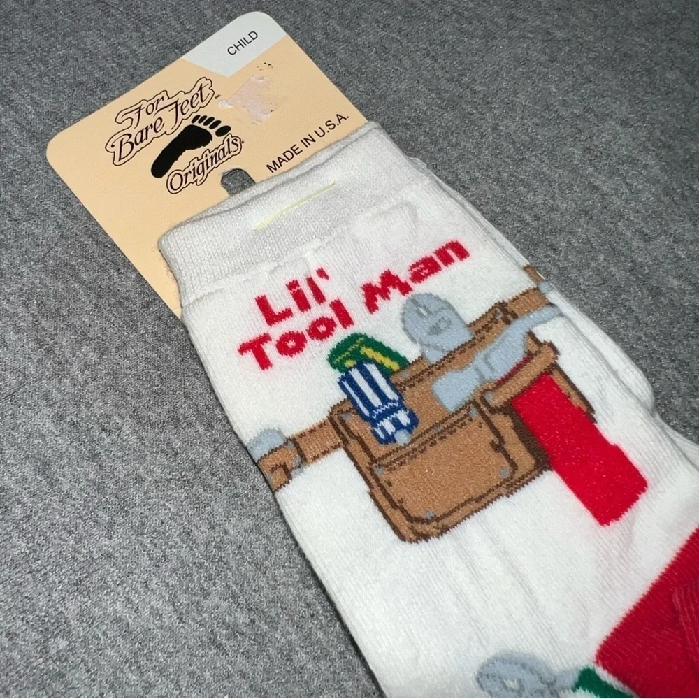 3/$25 🍄 Lil’ Tool Man Kids Socks Shoe Size 4.5-10 Age 2-4 Years NWT